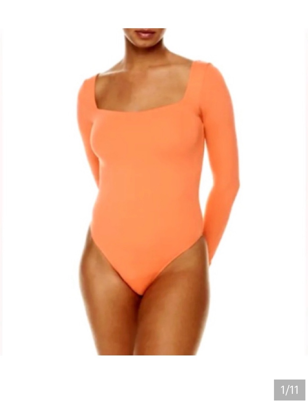 Aritzia Babaton Orange Long-Sleeve One-Piece Bodysuit